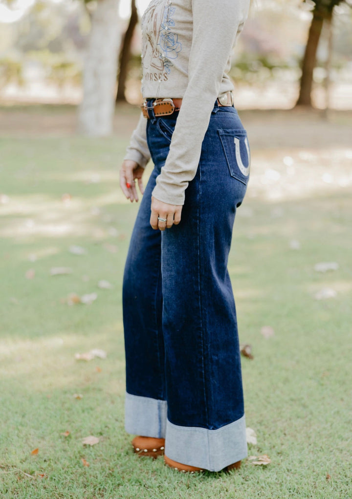 Rodeo Quincy Horseshoe Wide Leg Jeans