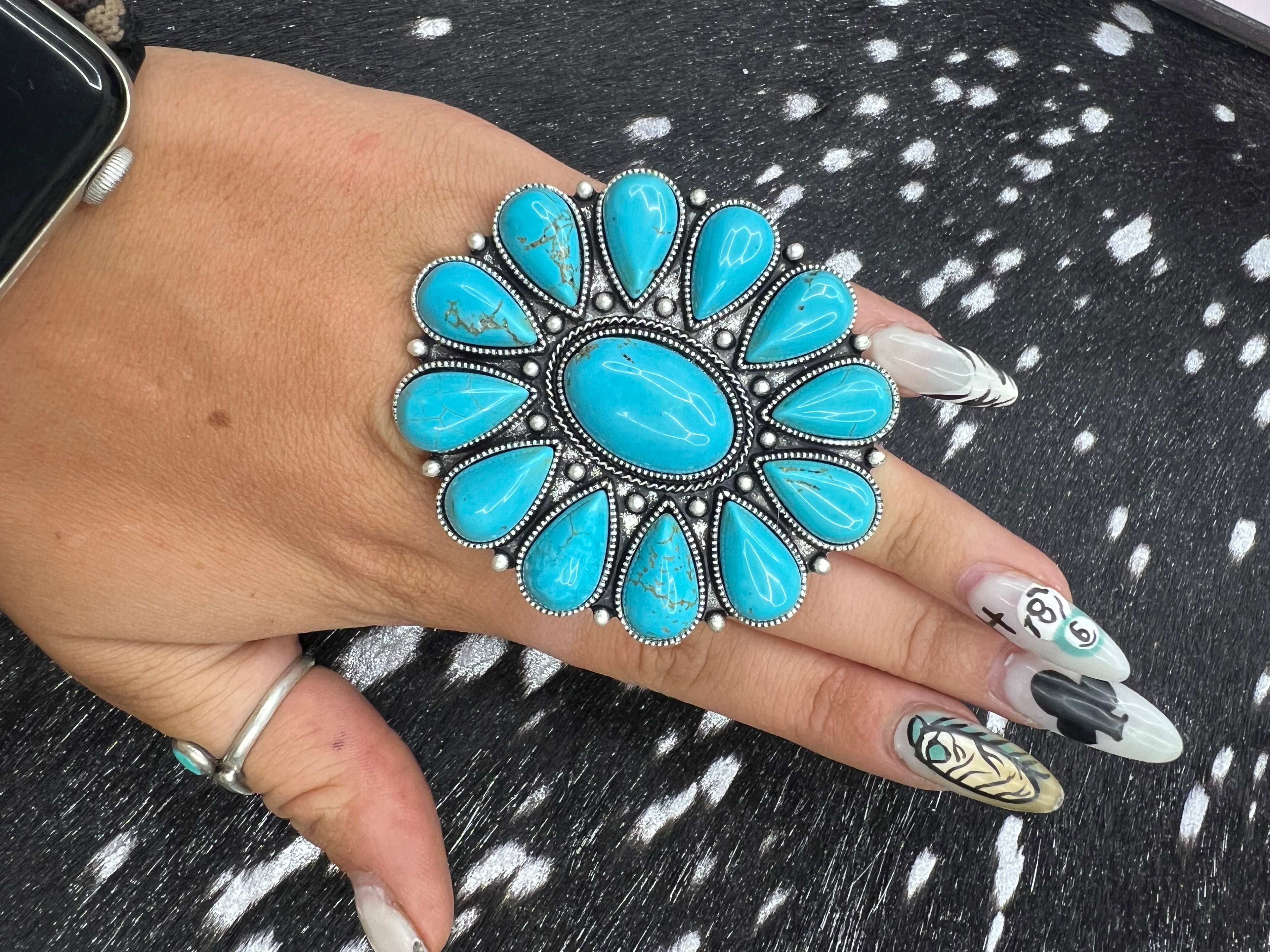 Large Turquoise ajustable ring