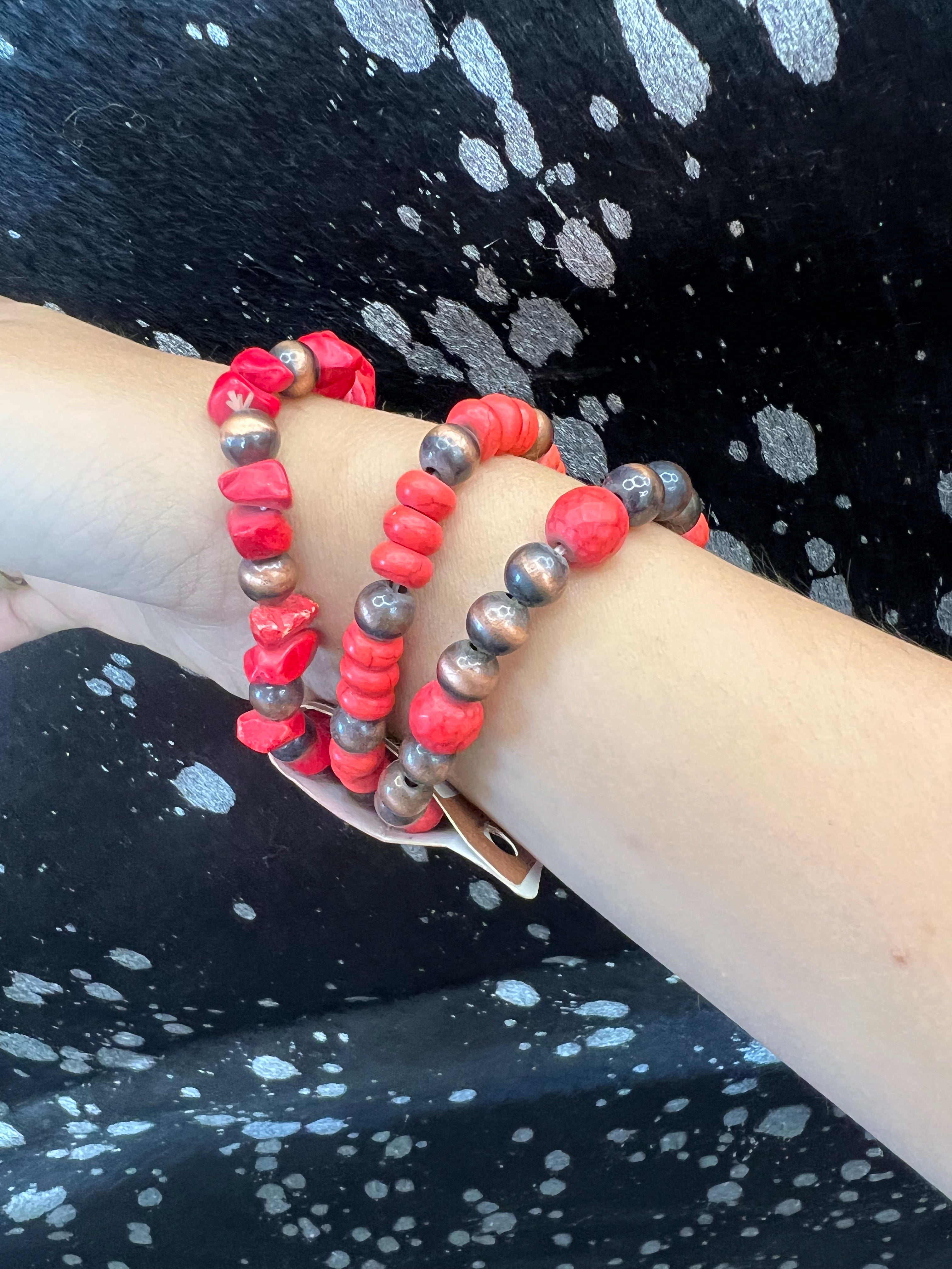Red Stacked Bracelet