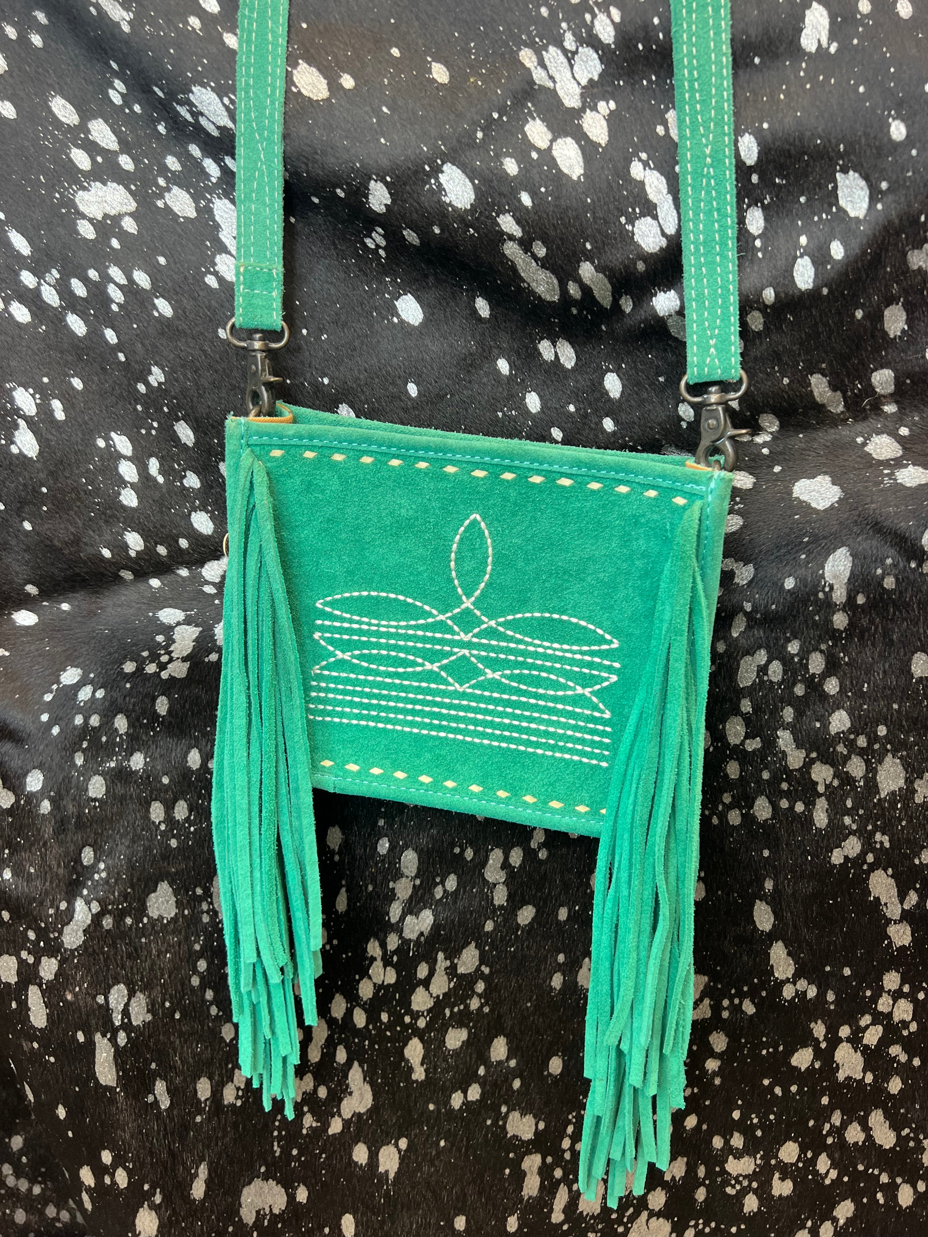 Teal Boot Stitch Bag