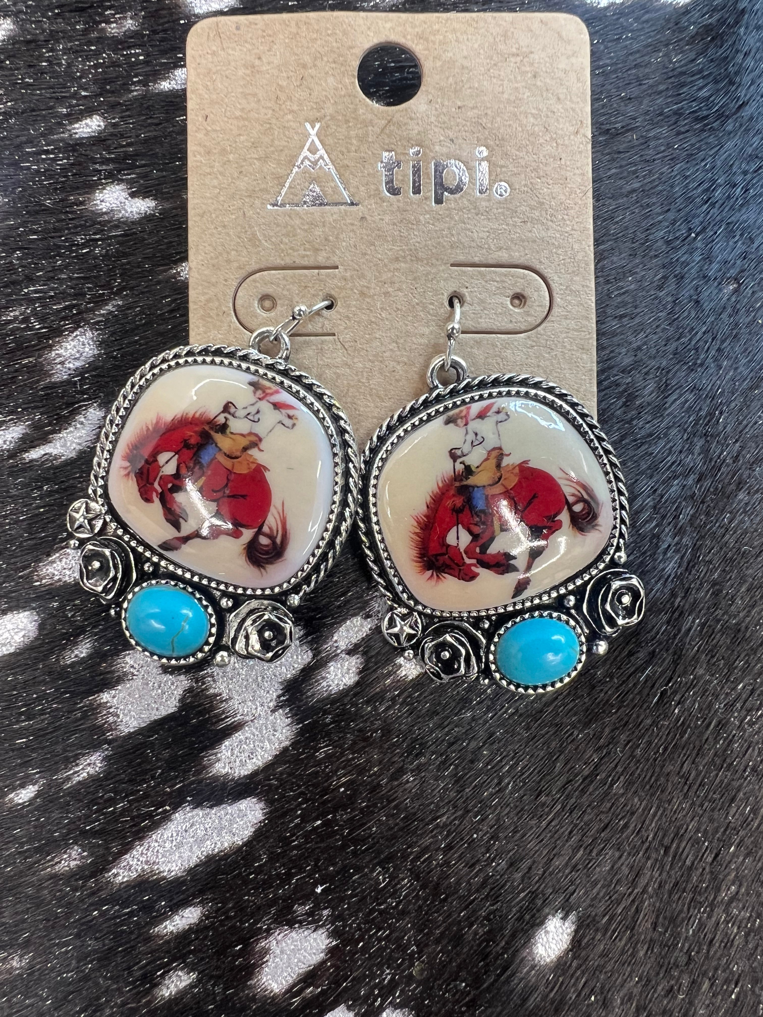 Bucking Horse Earrings