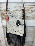 Black and White Cowhide Concealed Carry Crossbody Purse
