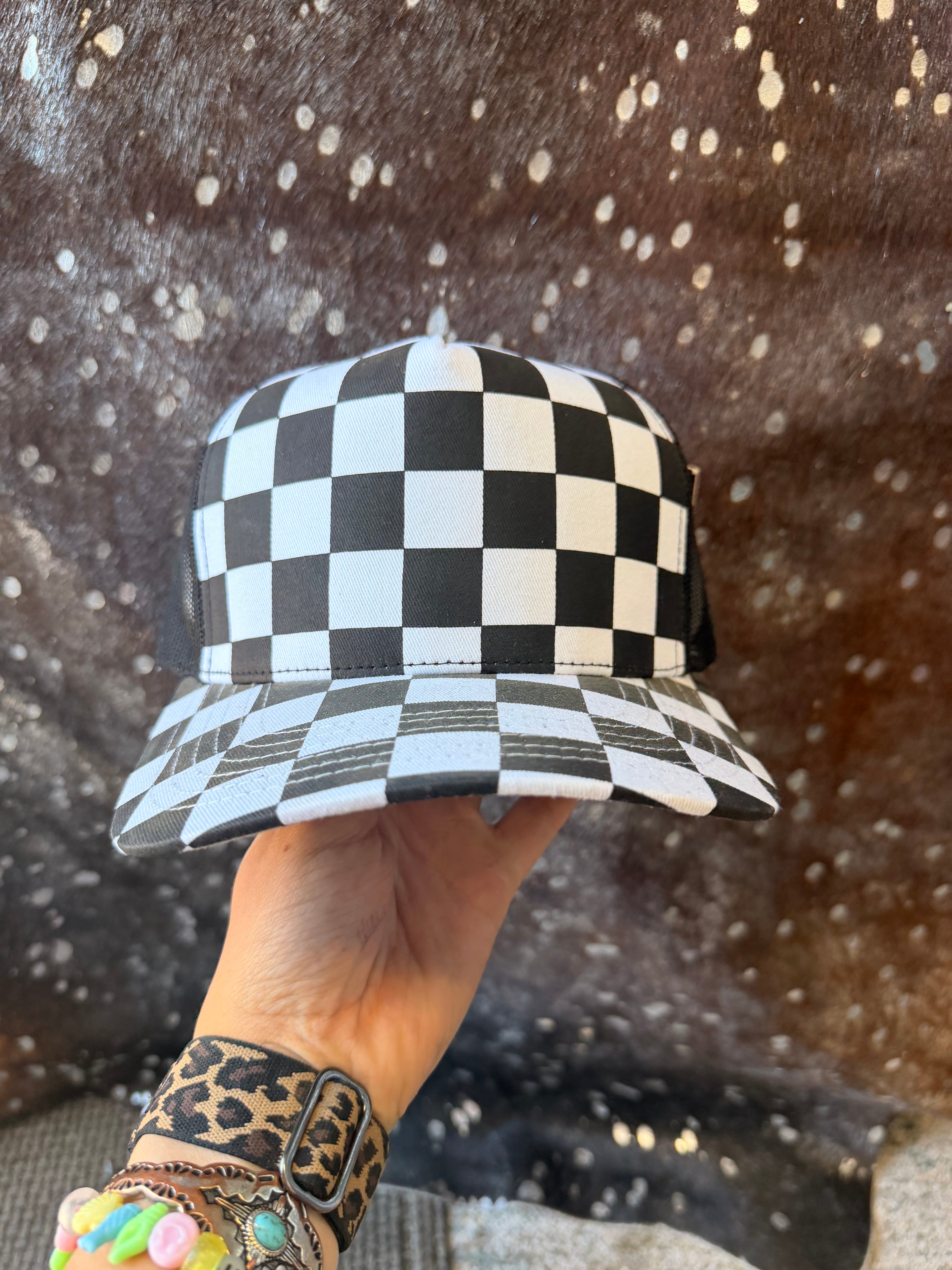 Checkered Print Baseball Cap