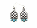 Checkered Cow Tag Earrings